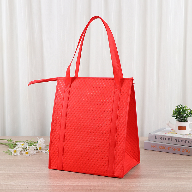 Bolsa de aislamiento de tela no tejida publicidad promoción bebida caliente postre bolsa de aislamiento de comida rápida bolsa de aislamiento de papel de aluminio con cremallera gruesa bolsa de aislamiento al por mayor
