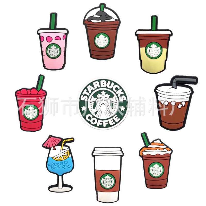 [Coffee Beverage Series] Starbucks Cave Shoes Drop Plastic Shoes Flower Shoe Buckle Decorative Buckle Cross Border