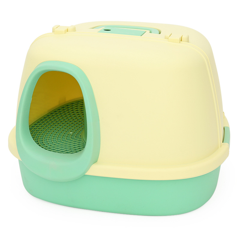 Caja de arena para gatos corredor semi-cerrado desodorante de gran tamaño canal largo anti-Arena gatito suministros de inodoro