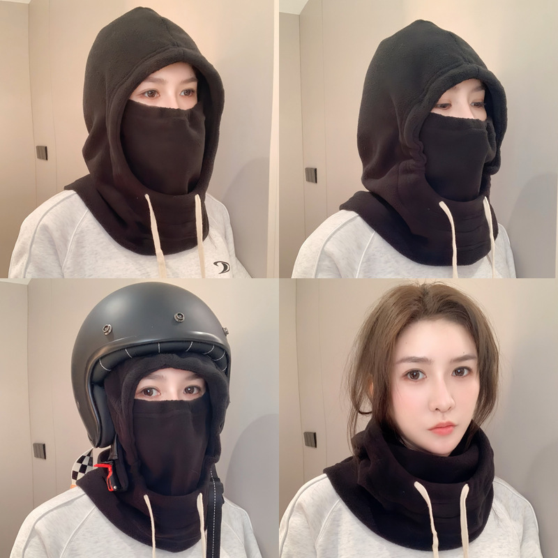 冬季户外骑行头套帽子滑雪防风防寒保暖加绒加厚护颈摇粒绒面罩|undefined
