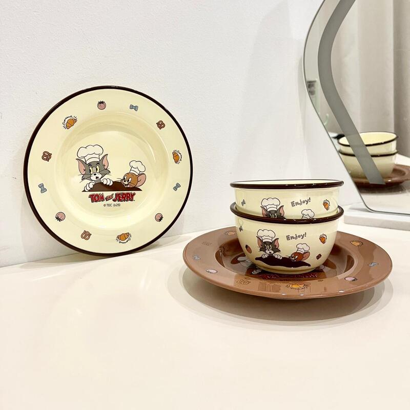 Tom and Jerry Genuine Ceramic Tableware Set for Home Use, Cute Cartoon Bowls and Plates, Birthday Gift Box, Souvenir Gift