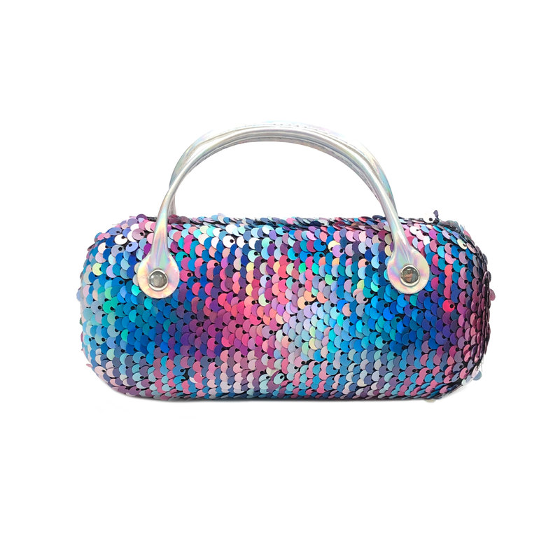 Manufacturer Wholesale Sequin Eyeglass Case Portable Large-Capacity Makeup Bag Colorful Laser Sunglasses Storage Bag