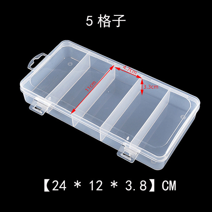 Caja de plástico transparente elemento rectangular piezas de plástico pequeñas tornillo de hardware de clasificación de almacenamiento caja de partición de rejilla