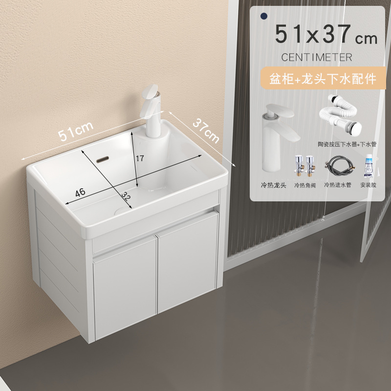 Engrosado espacio gabinete de baño de aluminio pequeño apartamento lavabo Mini lavabo de baño lavabo integrado lavabo de cerámica