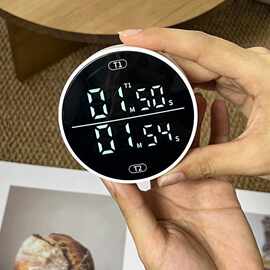 新款大屏双通道LED旋转计时器 厨房定时器运动学习提醒时间管理器