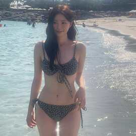高级感碎花少女小胸聚拢纯欲小香风分体游泳衣女比基尼BIKINI泳装