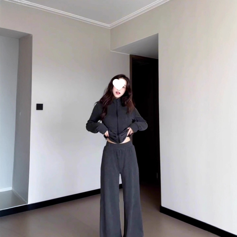 韩系高级感休闲运动服套装女秋季修身显瘦开衫卫衣时尚炸街两件套|undefined