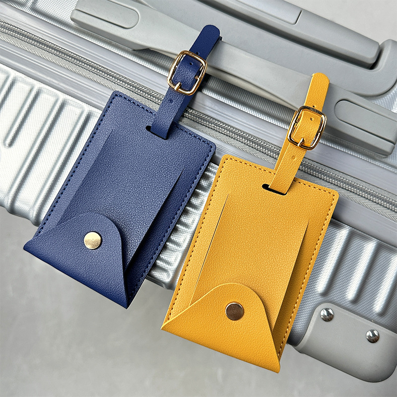 Transfronterizo spot pu doble cara gruesa tarjeta de embarque de cuero dorado cierre cuatro cierre puede fijar logotipo con tarjeta de papel tarjeta de equipaje