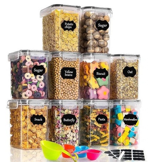 Transfronterizo en stock PP crisper sellado tarro refrigerador Cocina Comida tarro granos almacenamiento tarro snack almacenamiento