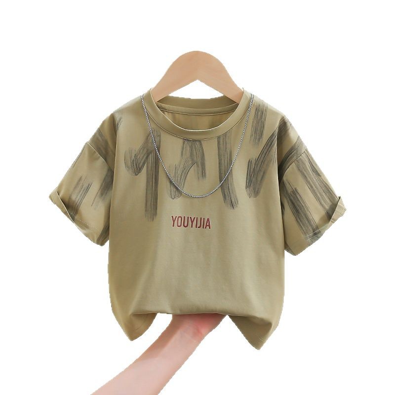 7839 Camiseta de verano para niños 2025 nuevo estilo estilo occidental verano para niños de manga corta para bebés ropa de verano delgada para niños