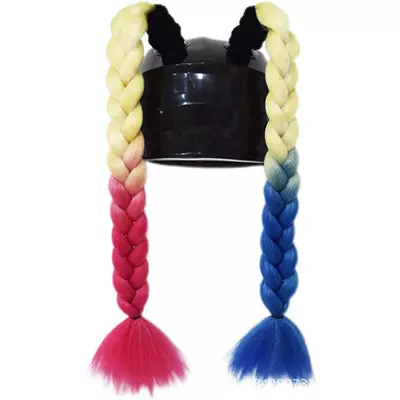 Helmet Decoration Braids Are Motosiklet dəbilqələri - pair-of-rose-red-and-blue-combination-ponytail-extensions