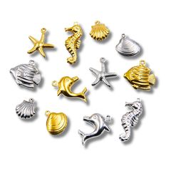 6種類のステンレス海洋シリーズペンダントアクセサリー貝殻イルカ海星創意DIYブレスレットネックレスペンダント