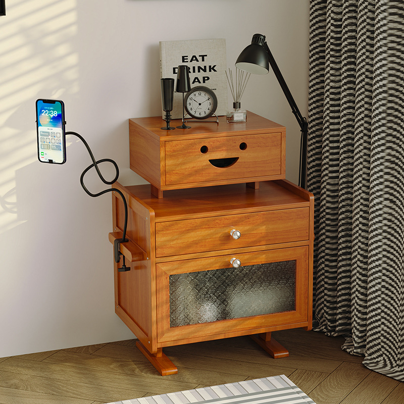 Bedroom Bedside Table Small Ultra-Narrow Cute Bedside Children's Creative Cartoon Robot Storage Cabinet New High-End