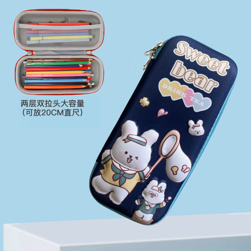 Estudiantes de primaria lindos dibujos animados 3D estereoscópicos caja de papelería caja de lápiz EVA anti-caída a prueba de presión coreana bolsas de lápiz para niños al por mayor