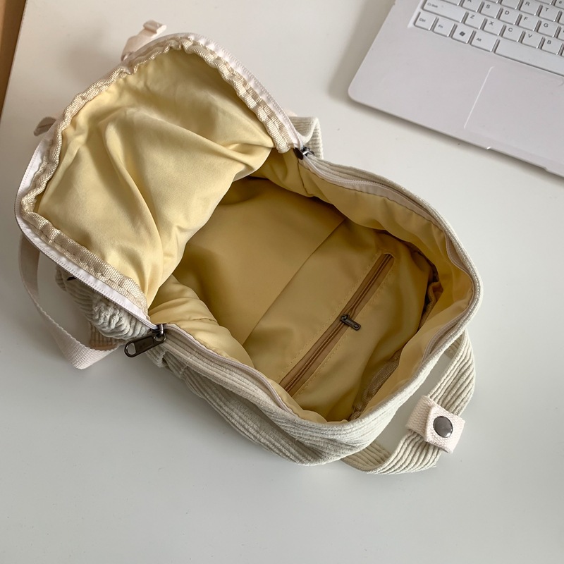 Mochila de pana para mujer 2024 primavera nueva mochila de pana casual mochila de viaje simple