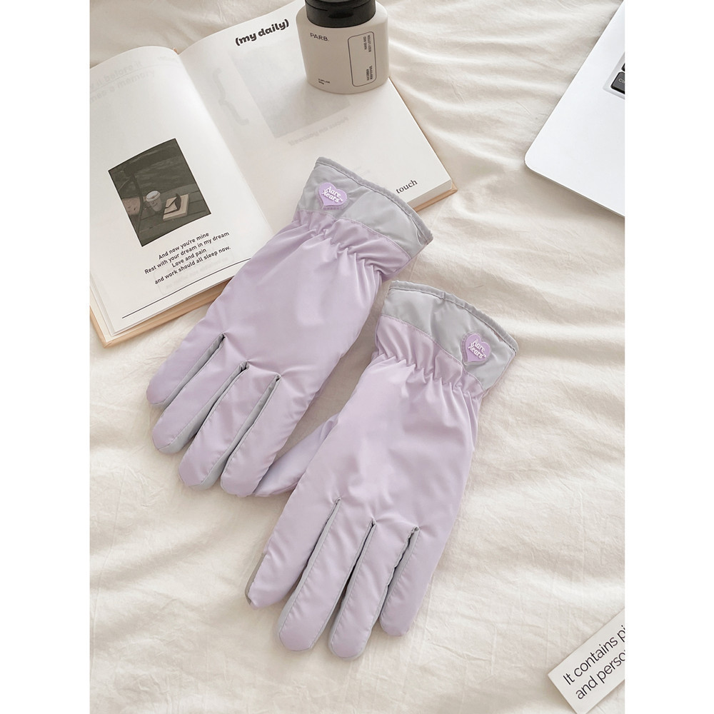 Guanti invernali per studentesse, carini, antifreddo, caldi, da ciclismo, foderati in pile, in cotone spesso, per lo sci all'aperto,_voghion.com