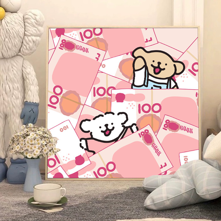 ライン子犬デジタル油絵 diy 手描き落書き漫画かわいい癒しの装飾メーカー卸売|undefined