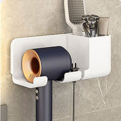 Wall-mounted hair dryer holder, no drilling hair dryer rack, bathroom multi-functional hair dryer stand