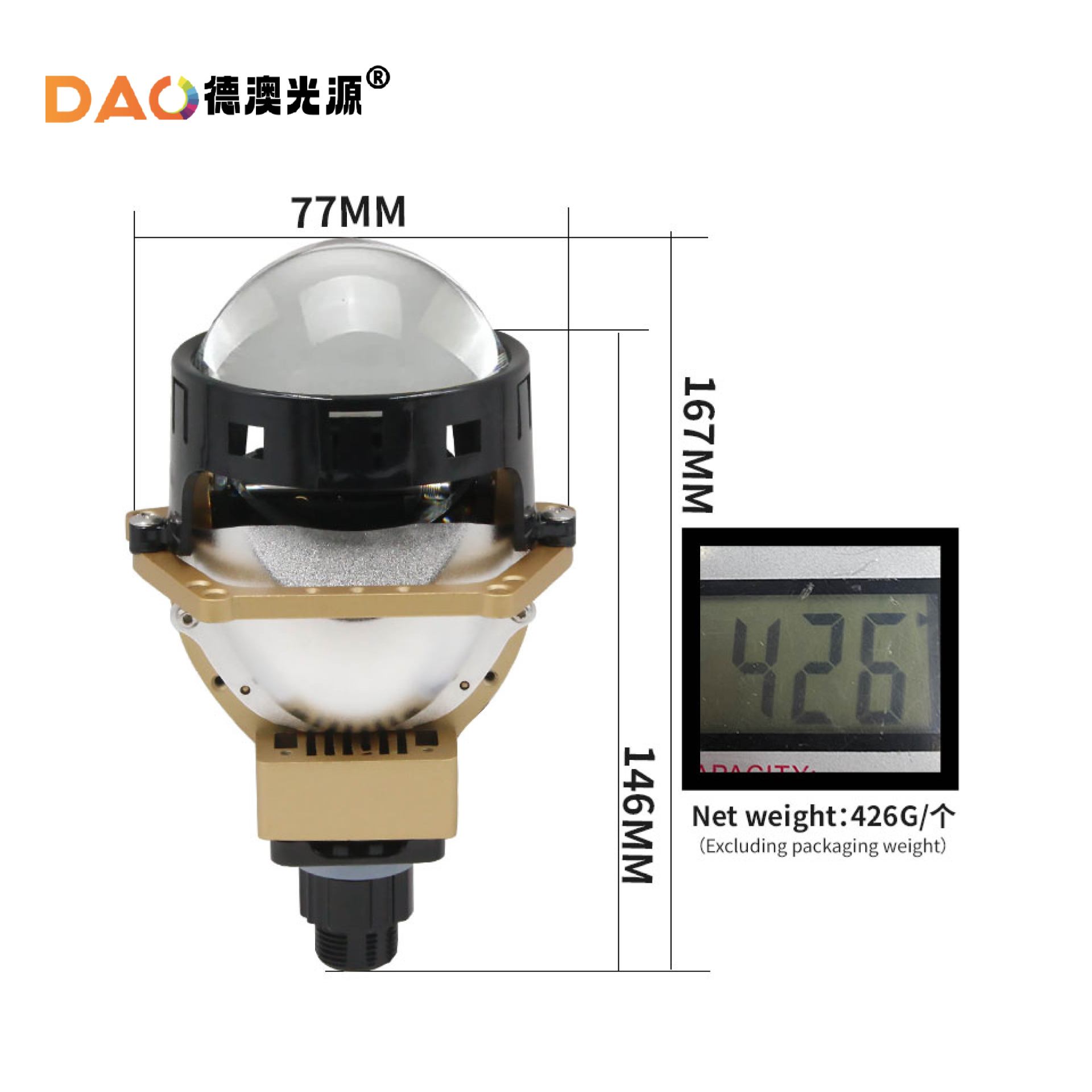 PL4Y blanco W + amarillo Y3.0 sin pérdidas lente de doble luz delantera lámpara de automóvil LED transformada delantera láser de alta potencia