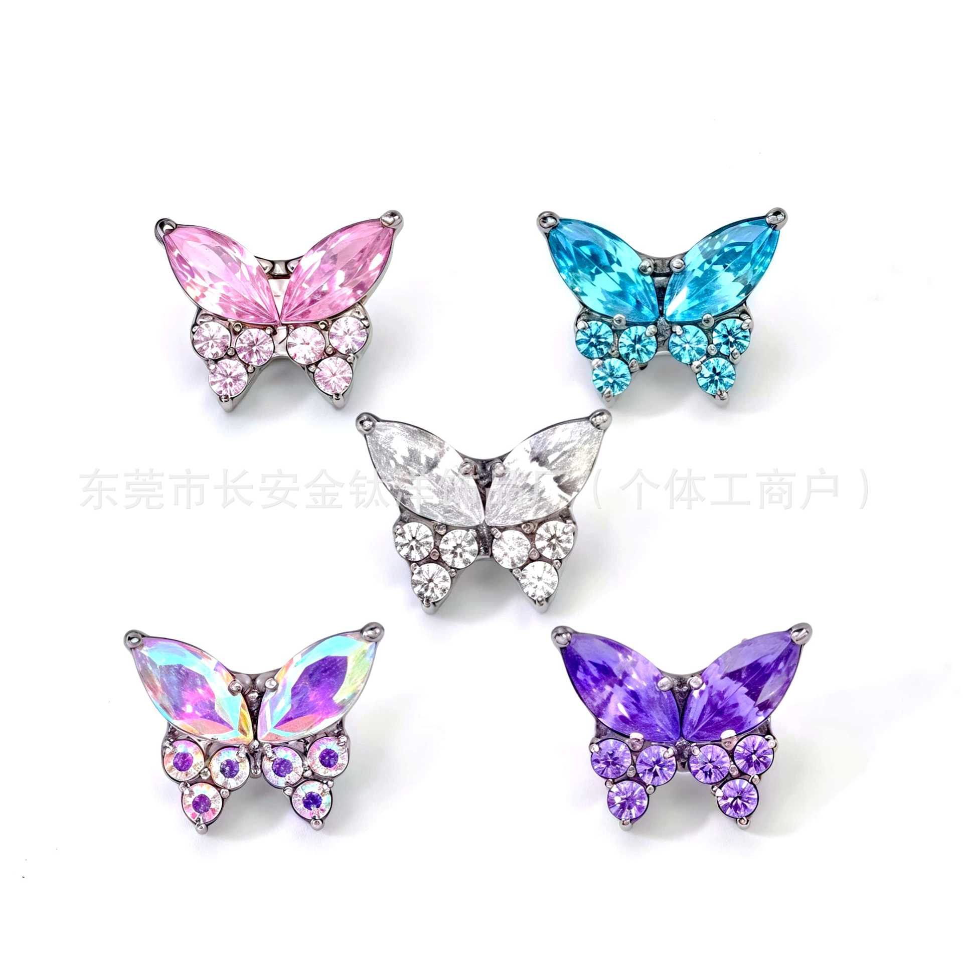 G23 Titanium Internal Thread Butterfly Inlaid Zircon Ear Studs Ear Bone Studs Body Piercing Jewelry 2025 New detail image 8