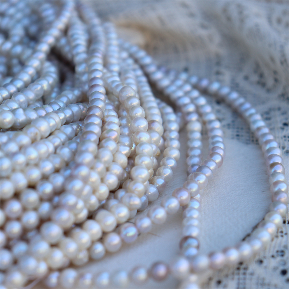 홍콩 반환 1 차 색 꽃 회색 담수 진주  구슬 5-6MM 라운드 강한 빛 반 완성 된 기질 목 목걸이 근처