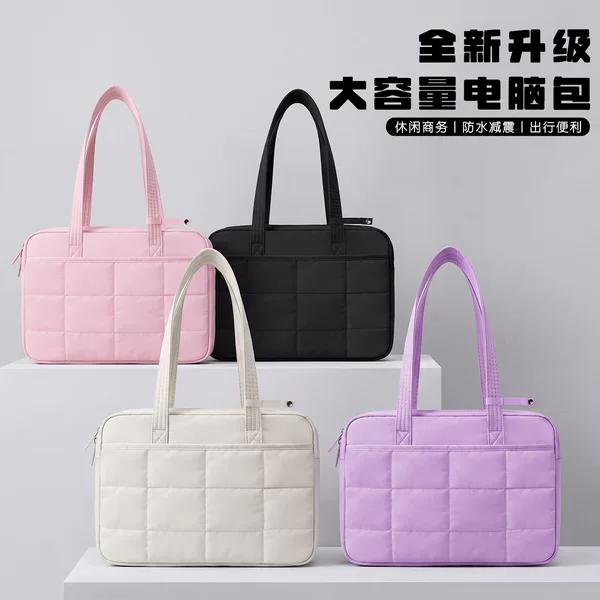 Laptop bag Korean ins large-capacity checkered notebook bag 14inch 16inch waterproof shock-absorbing storage bag