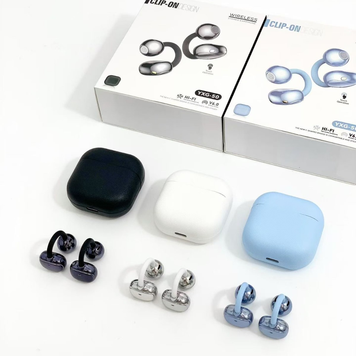 Yxg-50 New Model Foreign Trade Bluetooth Earphones, Ear-Clip Type, Air Conduction, In-Ear Wireless, Open-Ear Design, for Running