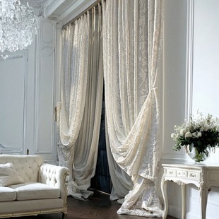 French Accessible Luxury Relief 2025 New Velvet Window Screen Bedroom Luxury Retro Style American European Style Curtain Gauze Curtain
