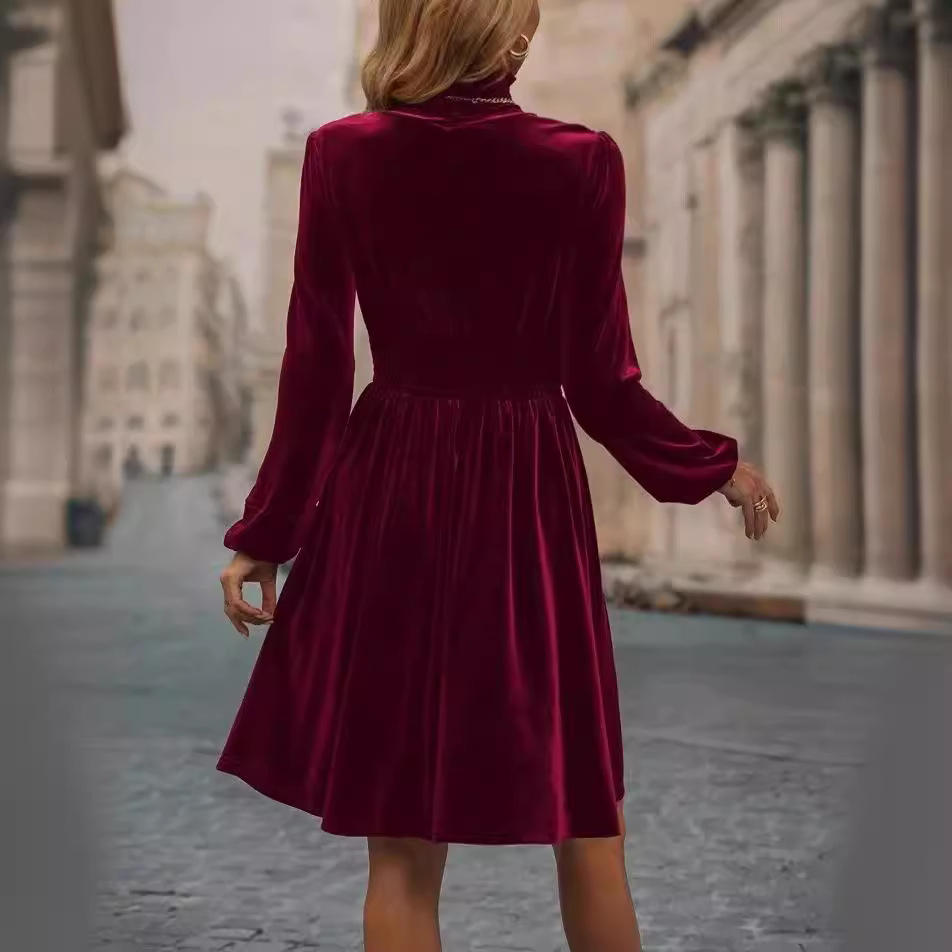 fashionable elegant solid color velvet long-sleeve