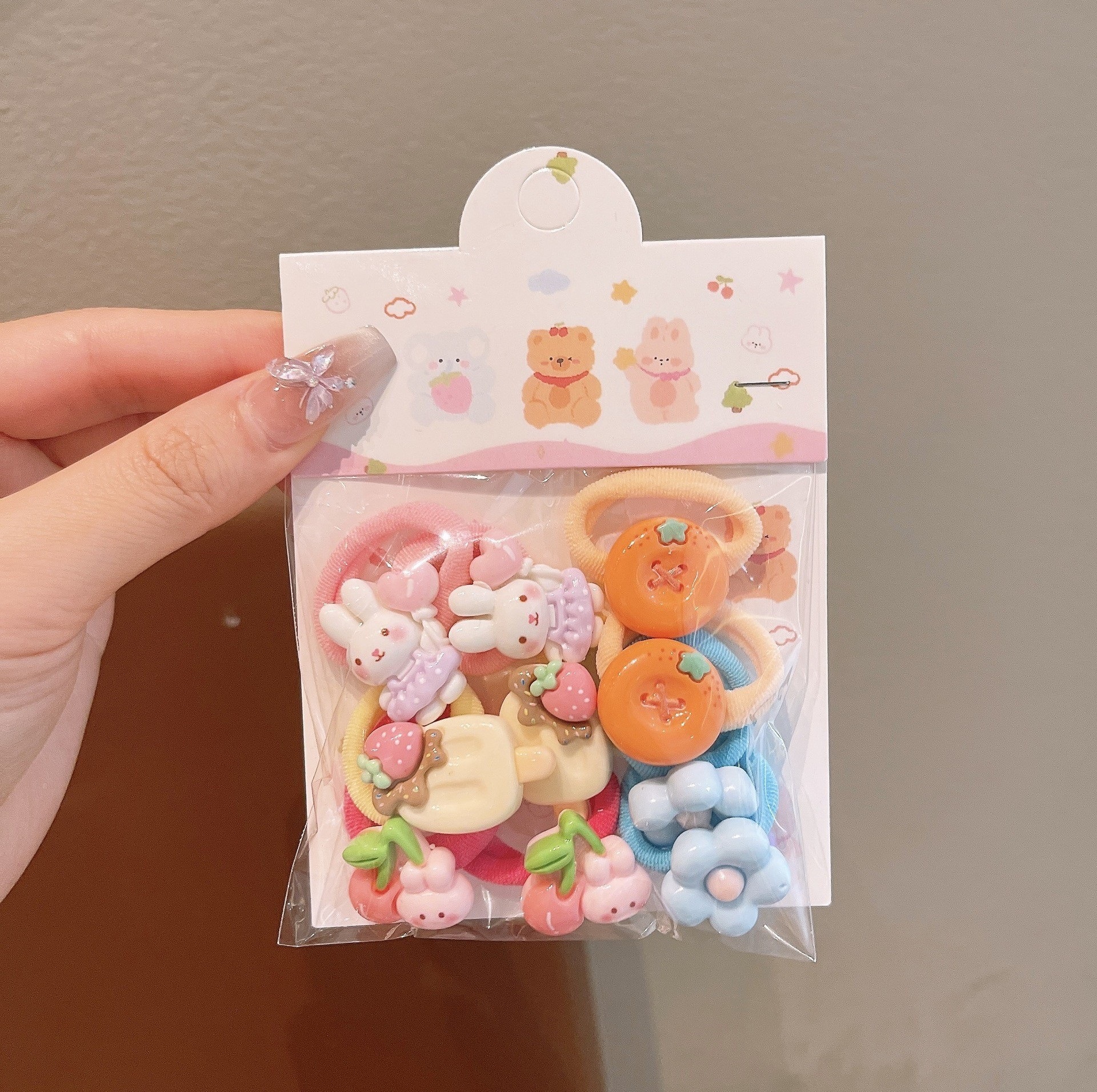 Anillo de pelo de pulgar de dibujos animados para niños, cabello para bebés, cabello para bebés, banda de pelo de alta elasticidad coreana