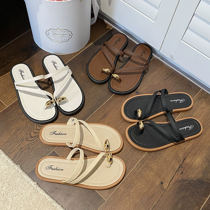 2024 новые холодные шлепанцы женские плоский фон фея ветропротивоскользящие мягкие подошвы летом на пляже