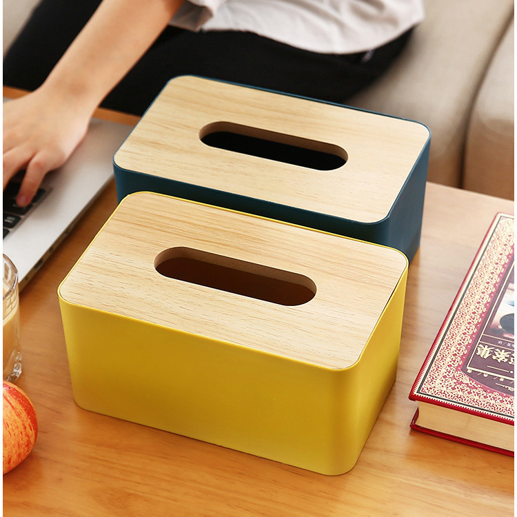 Large Tissue Box Living Room Wooden Paper Box Restaurant Creative Paper Box Multifunctional Simple Paper Box Storage Box