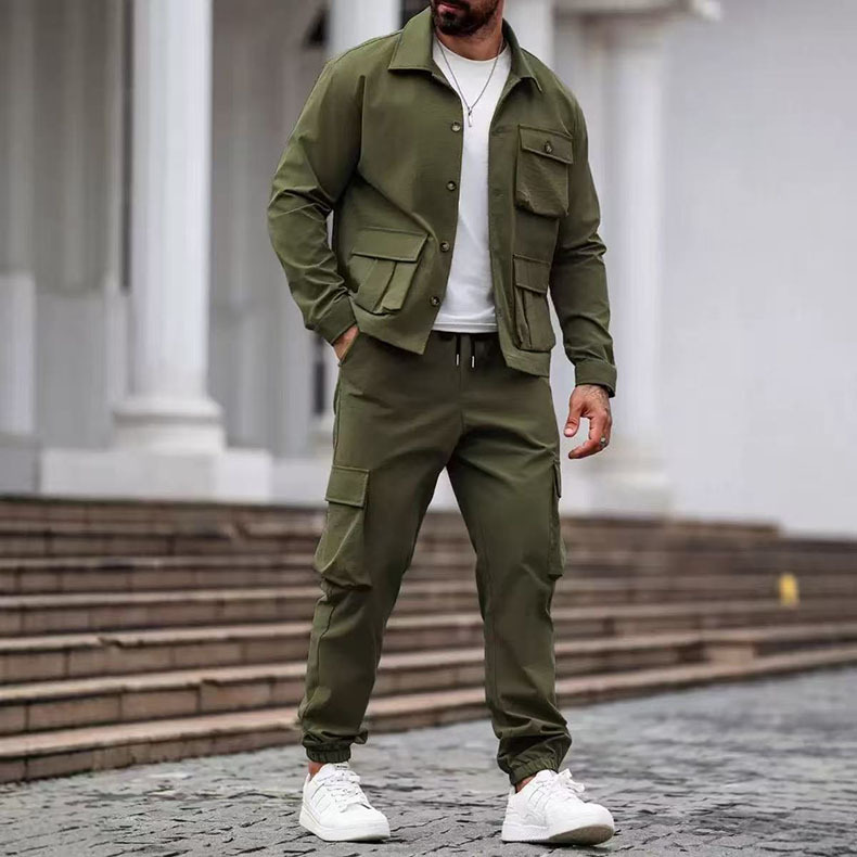 Completo uomo giacca da lavoro e pantaloni cargo multi-tasche_voghion.com