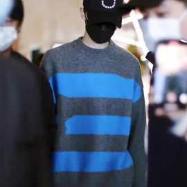 高端羊毛衫男100纯羊毛秋冬爆款加厚打底明星同款条纹中青年毛衣