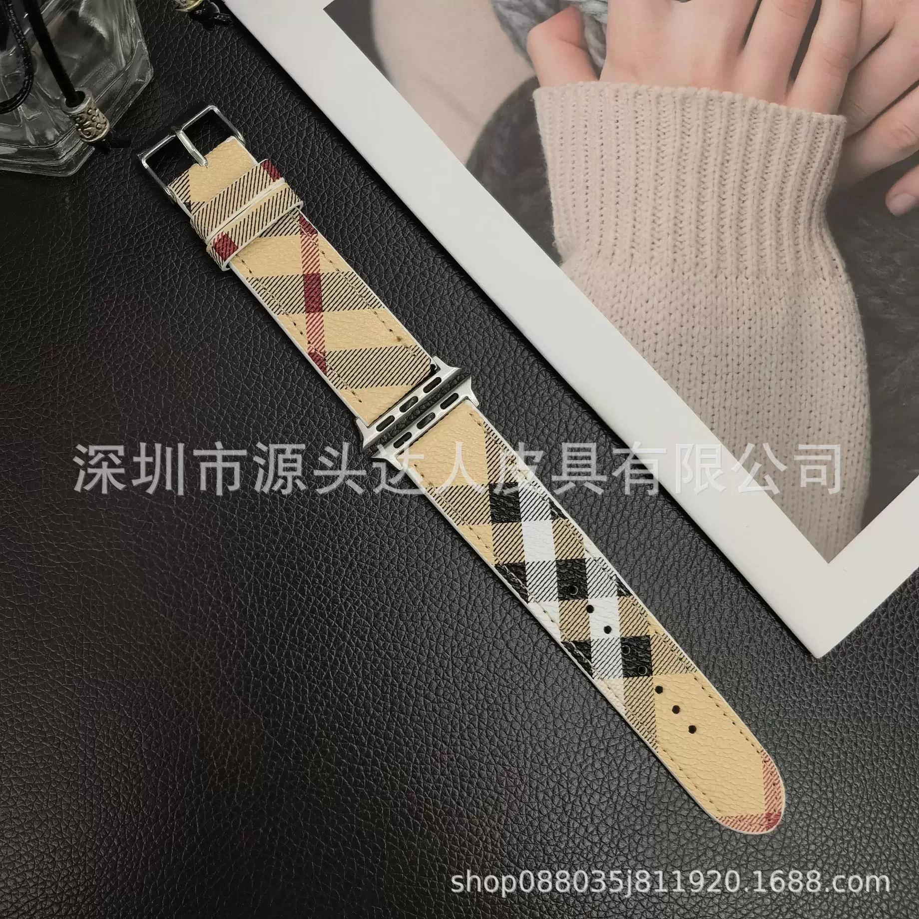 Подходит для Burberry клетчатый кожаный ремешок для часов Apple iwatch38/40/41/42/44/45/49 мм