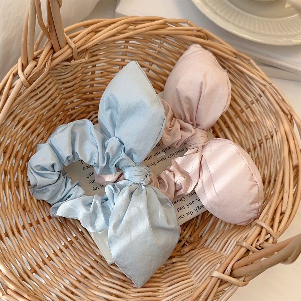 Hermosas orejas de conejo de algodón estereoscópico cuerdas de cabello dulce chica corazón rosa cola de caballo anillo de cabello nuevo cabello adornamiento para mujeres