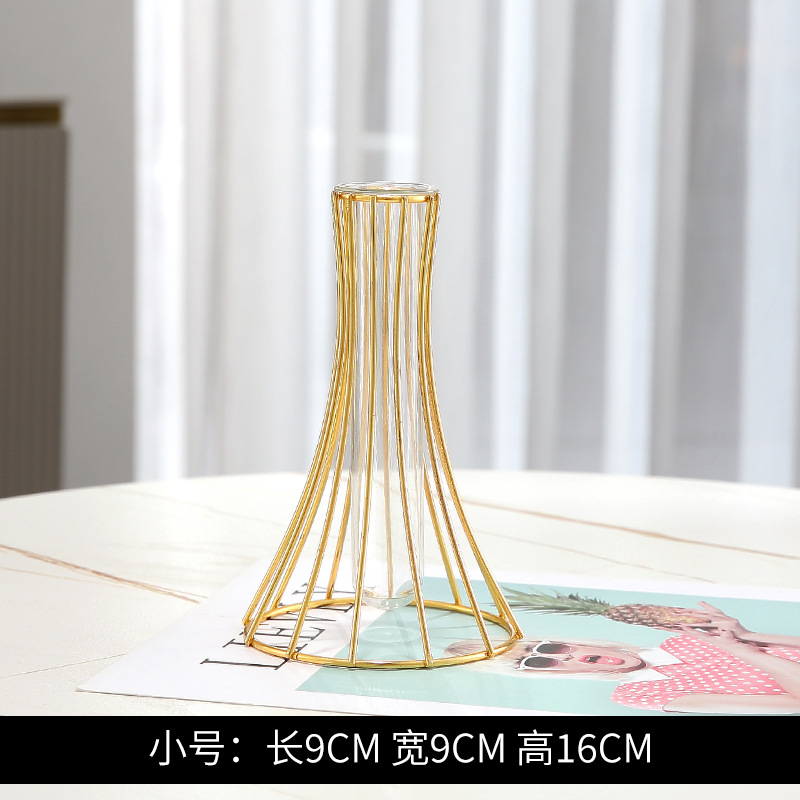 Fábrica al por mayor Nordic hierro forjado florero de vidrio seco hidropónico salón comedor Mesa TV gabinete té adornos Decoración