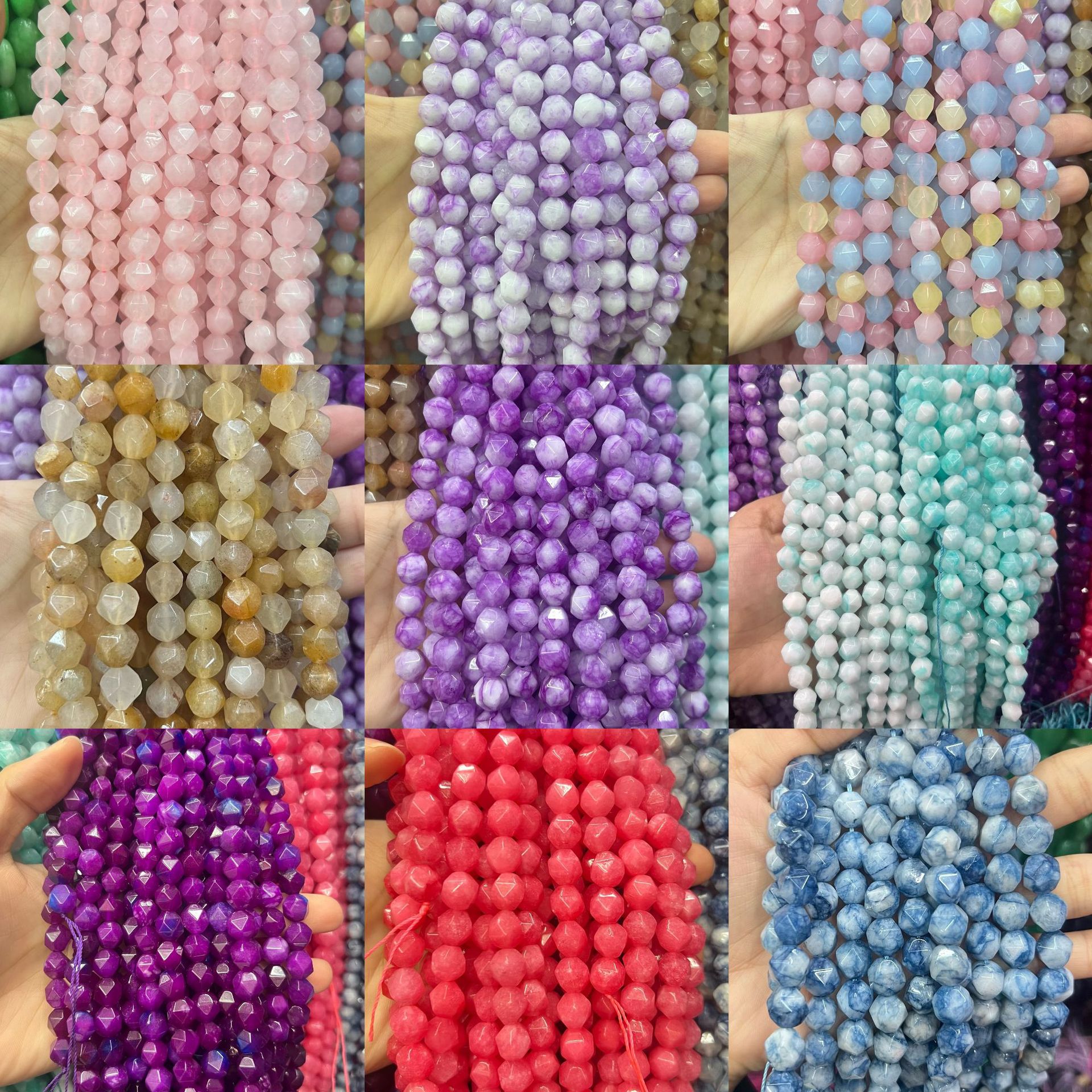 E-commerce livestream 10mm beveled irregular bead diamond face agate handmade DIY accessories bracelet beads A grade