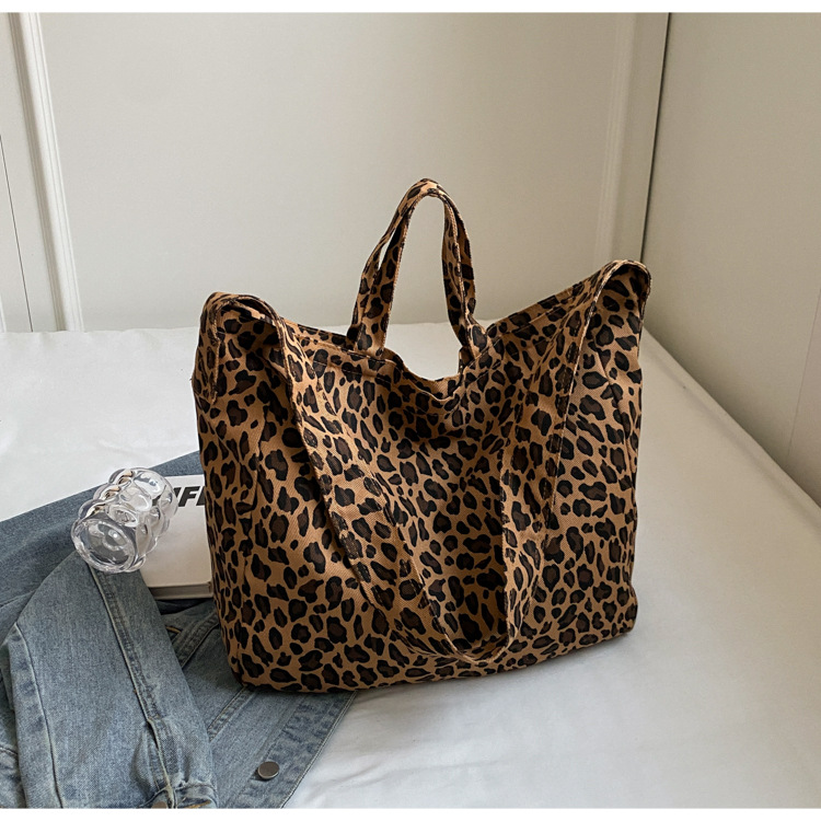 Leopard Print Tote Bag, Trendy Colour-blocking Shoulder Handbag_voghion.com