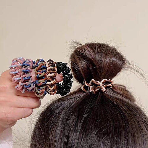 Amazon cross-border three-strand winding gradient phone cord hair band seamless hair tie headband does not hurt hair headwear
