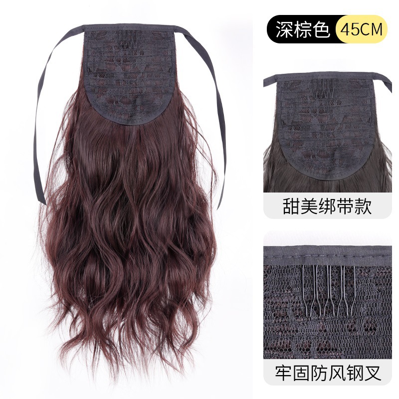 Peluca Cola de Caballo femenino resalte clip de pelo alta onda agua ondulación falsa ponytail Internet celebridad nube caliente corto cola pera flor rollo