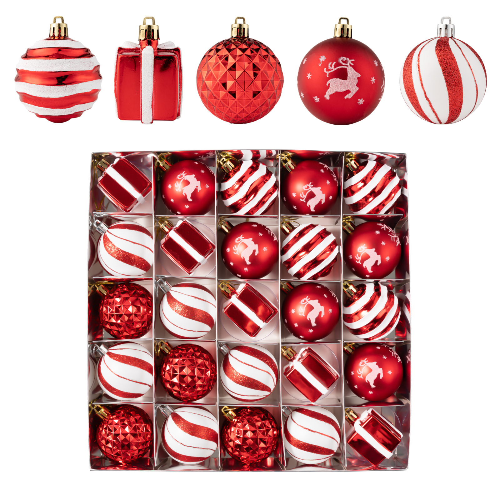 Navidad 25PCS set galvanizado bola de Navidad de plástico colgante de árbol de Navidad bola decorativa
