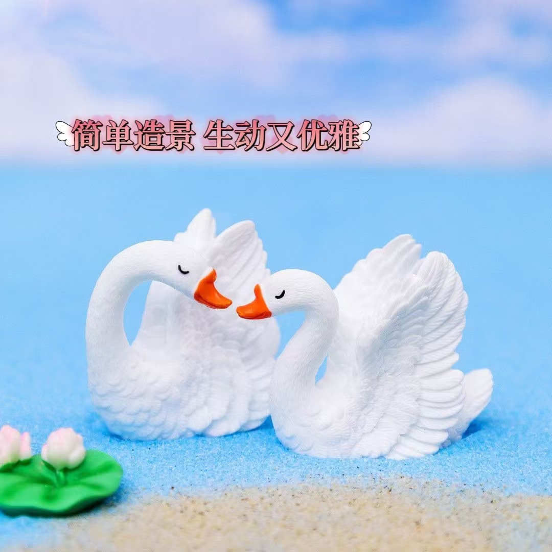 Micro paisaje pareja creativa pequeño cisne animal mano pecera paisajismo accesorios adornos adornos de resina de escritorio