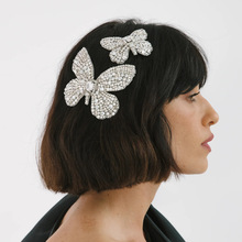 亚马逊爆款满钻蝴蝶发夹欧美时尚后脑勺水钻发卡头饰女hair chain
