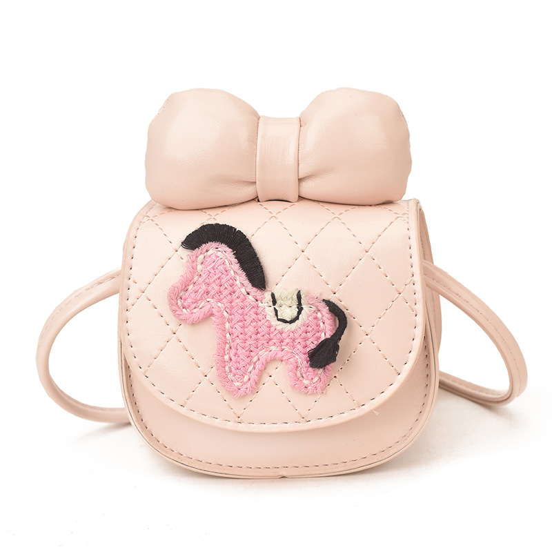 Cartoon pony pegado bolso de hombro para niños y niñas, mini lindos bebés mochilas, bolsos de arco extranjero, bolsos para niños