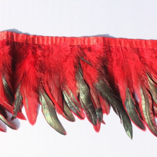 批发供应大红色泳子包布边 鸡毛布带 羽毛花边 服装辅料 羽毛条