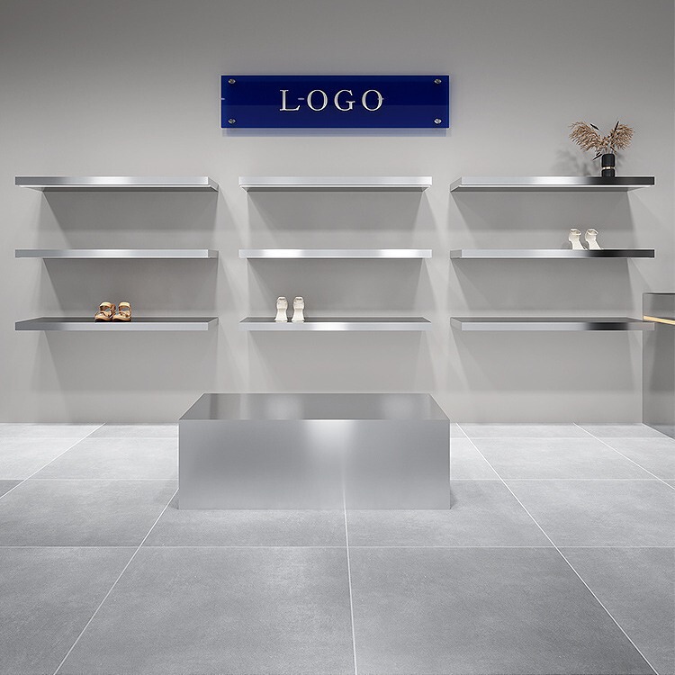 Shoe Store Shoe Rack Display Rack Wall Hanging Stainless Steel Shoe Shelf High-end Clothing Store Shoe Bag Display Rack