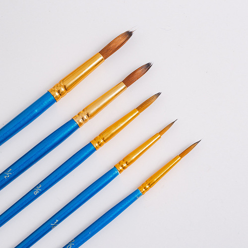 Cross-border pearlescent blue nylon brush pointed hook pen acrylic gouache watercolor painting brush painting set factory wholesale
