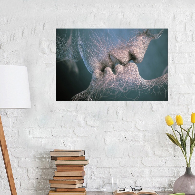 Fashion black white love kiss abstract art on canvas painting wall art picture prints home decoration