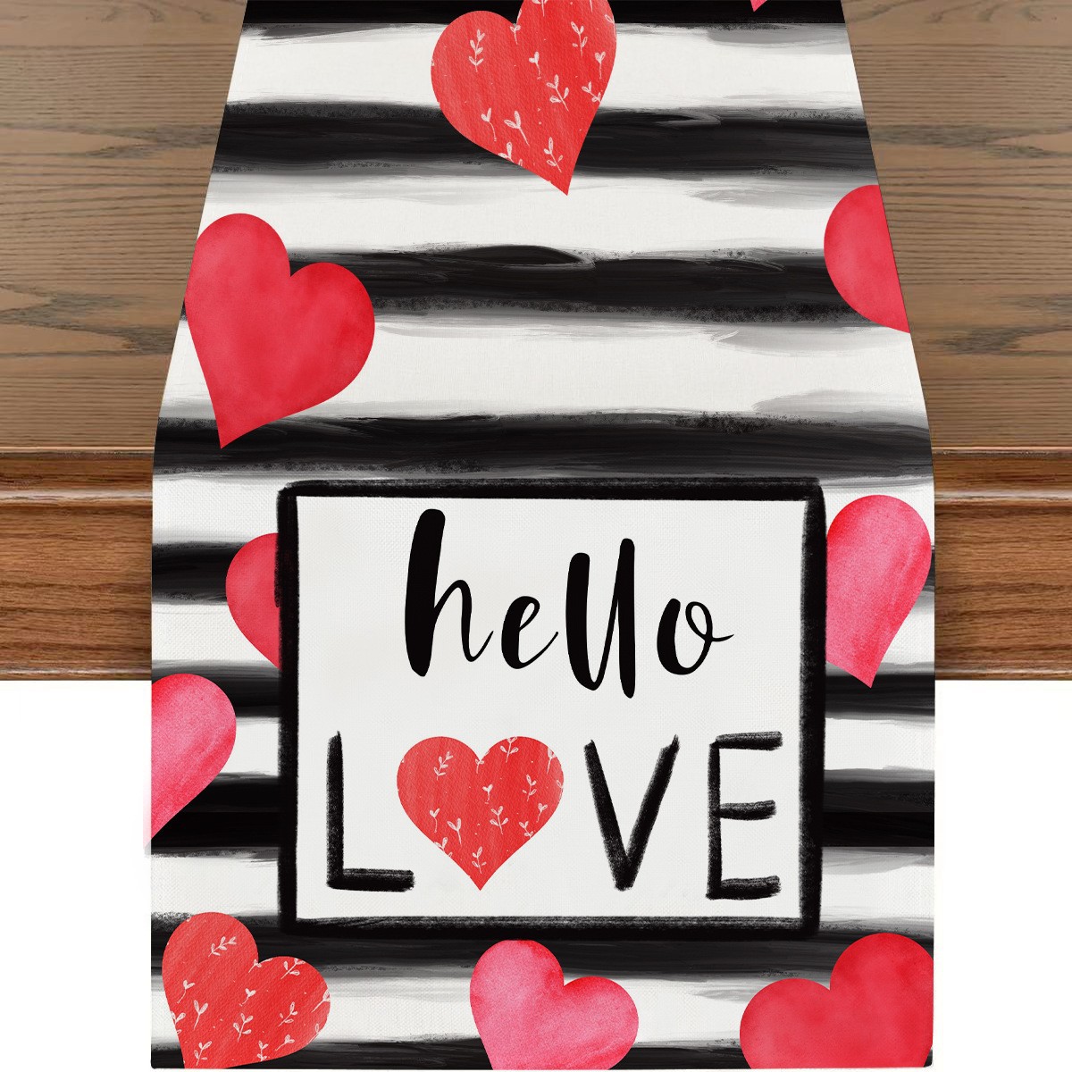 Artículos populares transfronterizos: Mantel para restaurante del Día de San Valentín, camino de mesa de lino con estampado de dibujos animados, mantel individual a prueba de polvo y resistente a las manchas, cubierta para mesa de café.